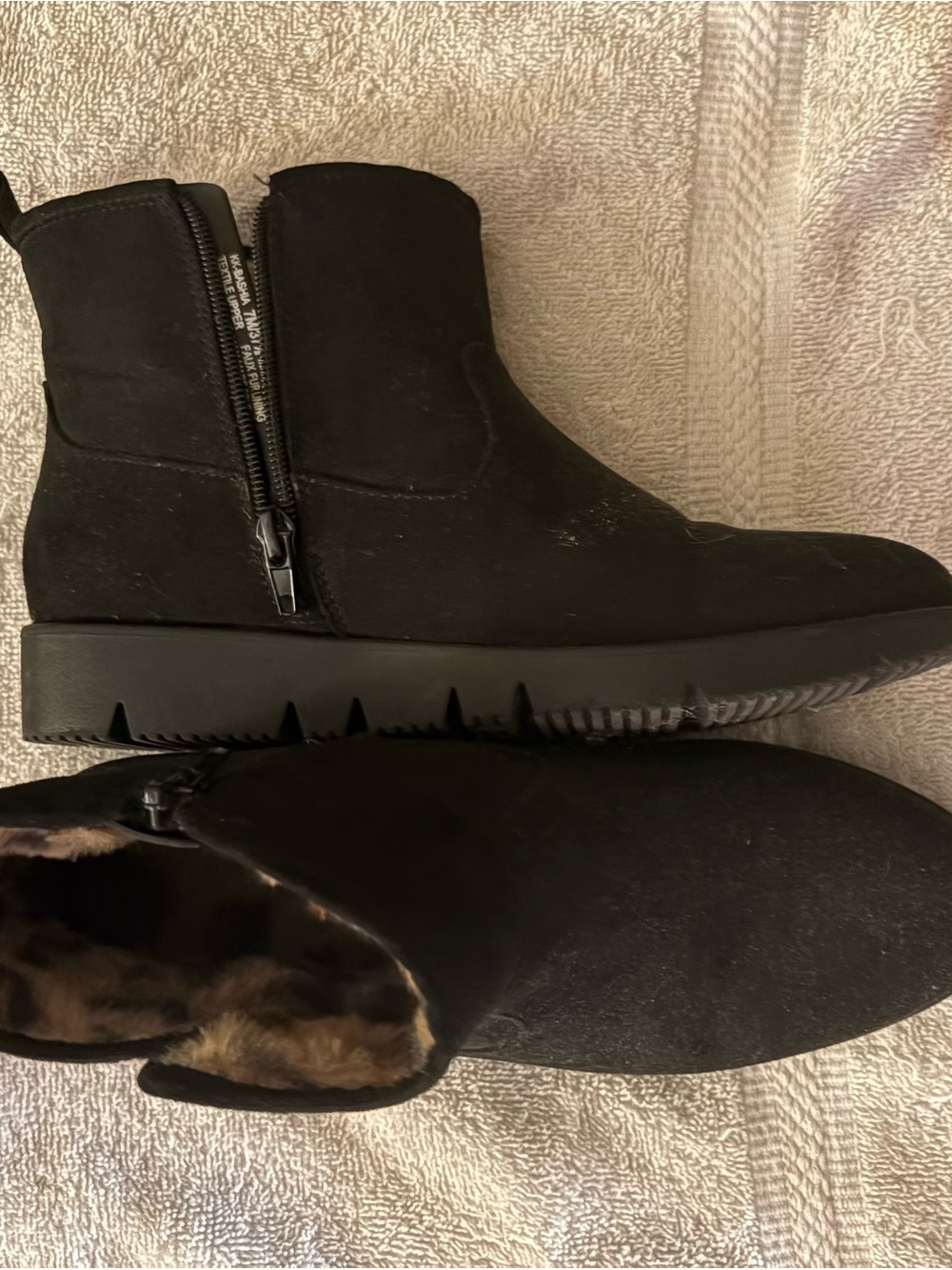 Black Women's Faux-Suede Ankle Boots with Side Zip